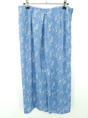 VTG First Option 90s Ditsy Floral Flowy Midi Skirt Blue Size 8